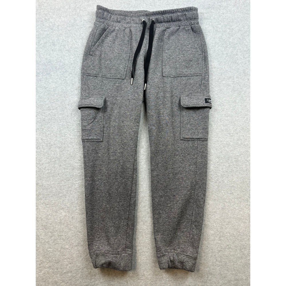 Calvin Klein Performance Mens Gray Cargo Joggers Sweatpants Small Drawstring